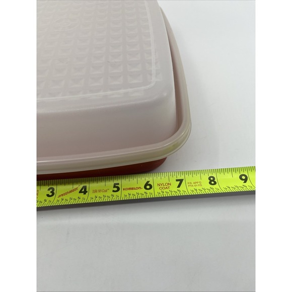 Tupperware Medium Season Serve Container 9x7x3" Orange Red Booklet - Picture 11 of 12